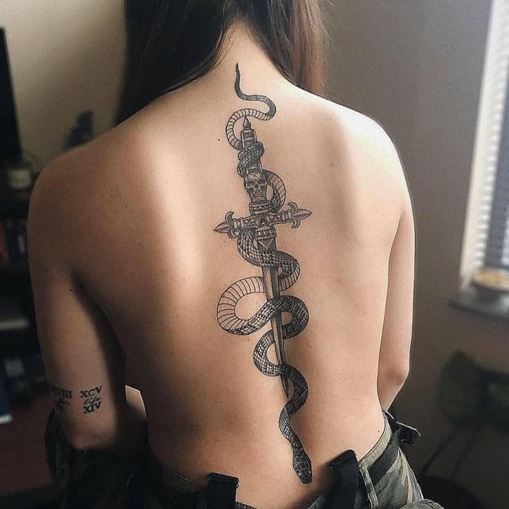 Dragon or Serpent Designs spine tattoos for women