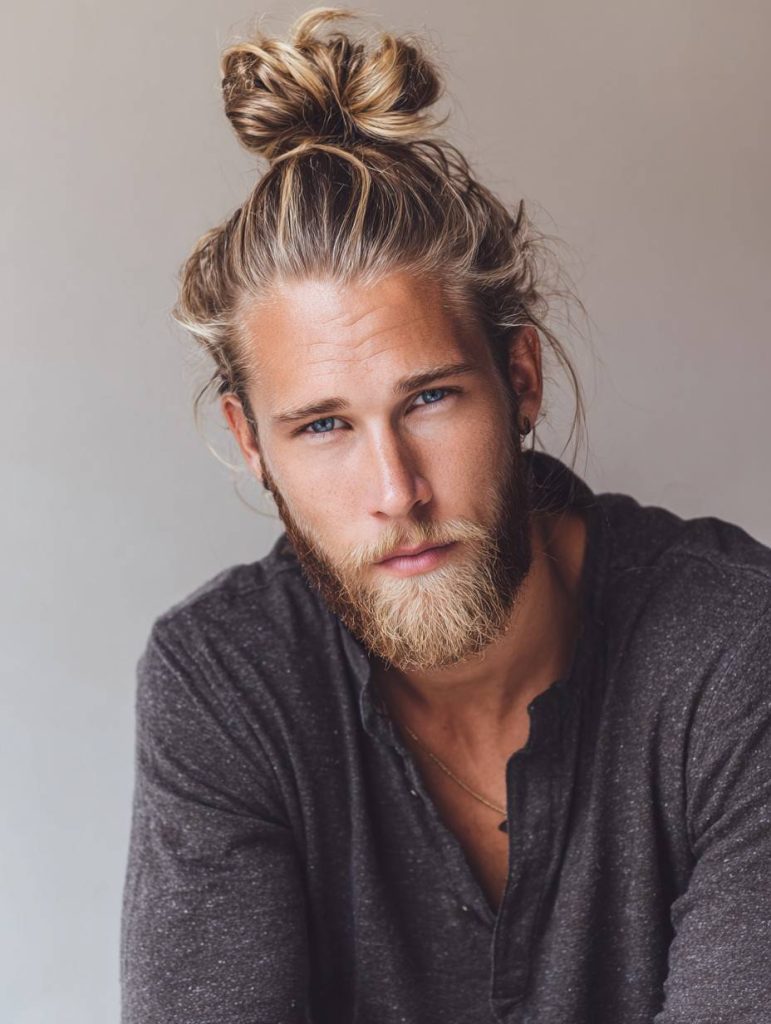 men's bun blonde